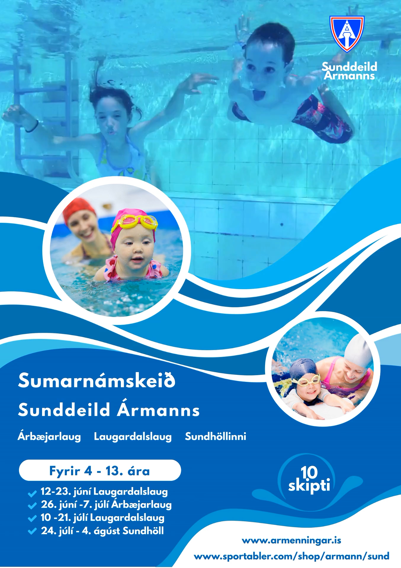 Sumarnámskeið Sunddeildar Ármanns - Summer Swimming Courses